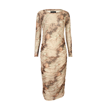 Liberté - Mesh Ls Long Dress - Brown God Marble